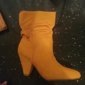Mustard faux suede boots